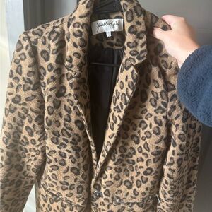 Kendall & Kylie Leopard Print Coat with Silver Detailing
